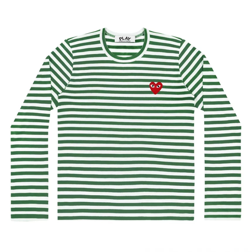 az-t164-051 T-shirt manches longues vert Comme des Garçons